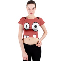 Halloween Frankenstein - Red Crew Neck Crop Top by Valentinaart