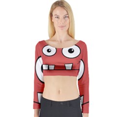 Halloween Frankenstein - Red Long Sleeve Crop Top by Valentinaart