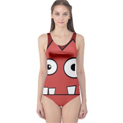 Halloween Frankenstein - Red One Piece Swimsuit by Valentinaart