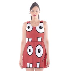 Halloween Frankenstein - Red Scoop Neck Skater Dress by Valentinaart