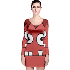 Halloween Frankenstein - Red Long Sleeve Velvet Bodycon Dress