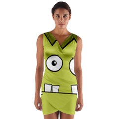 Halloween Frankenstein -yellow Wrap Front Bodycon Dress