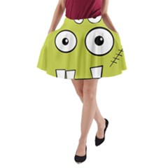 Halloween Frankenstein -yellow A-line Pocket Skirt