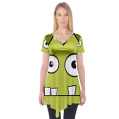 Halloween Frankenstein -yellow Short Sleeve Tunic 