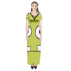 Halloween Frankenstein -yellow Short Sleeve Maxi Dress