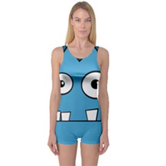 Halloween Frankenstein - Blue One Piece Boyleg Swimsuit by Valentinaart