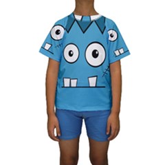 Halloween Frankenstein - Blue Kid s Short Sleeve Swimwear