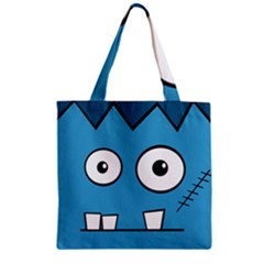 Halloween Frankenstein - Blue Zipper Grocery Tote Bag by Valentinaart