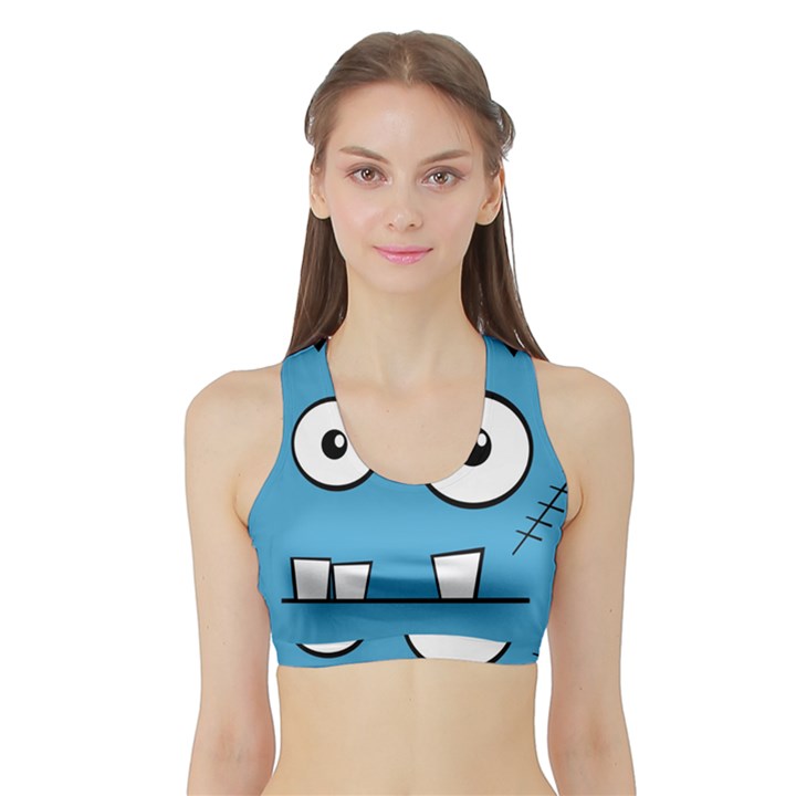 Halloween Frankenstein - Blue Sports Bra with Border