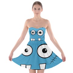 Halloween Frankenstein - Blue Strapless Dresses by Valentinaart