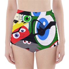 Halloween Monsters High-waisted Bikini Bottoms