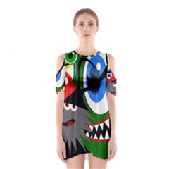 Halloween Monsters Cutout Shoulder Dress by Valentinaart