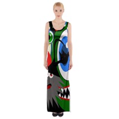 Halloween Monsters Maxi Thigh Split Dress