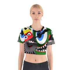 Halloween Monsters Cotton Crop Top