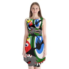 Halloween Monsters Sleeveless Chiffon Dress   by Valentinaart