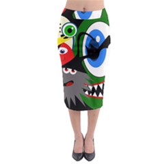 Halloween Monsters Midi Pencil Skirt