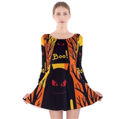 Halloween Monster Long Sleeve Velvet Skater Dress