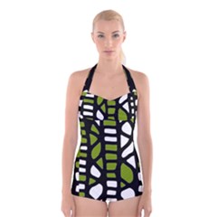 Green Decor Boyleg Halter Swimsuit 