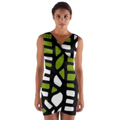 Green Decor Wrap Front Bodycon Dress