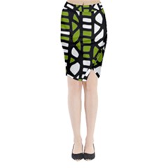 Green Decor Midi Wrap Pencil Skirt