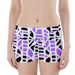 Purple Abstract Decor Boyleg Bikini Wrap Bottoms