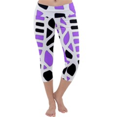 Purple Abstract Decor Capri Yoga Leggings