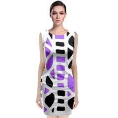 Purple Abstract Decor Classic Sleeveless Midi Dress