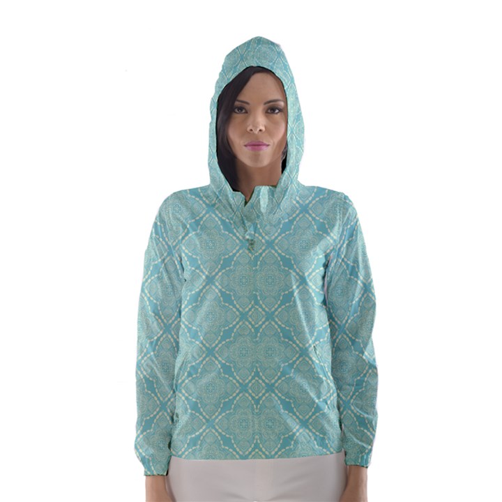 Light Blue Lattice Pattern Hooded Wind Breaker (Women)