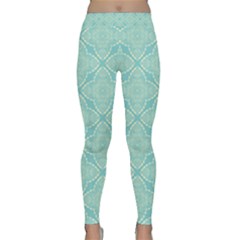 Light Blue Lattice Pattern Yoga Leggings  by TanyaDraws