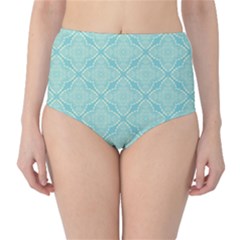 Light Blue Lattice Pattern High-waist Bikini Bottoms by TanyaDraws