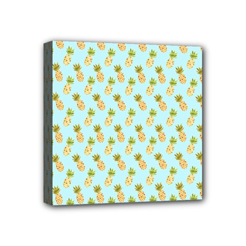 Tropical Watercolour Pineapple Pattern Mini Canvas 4  X 4 