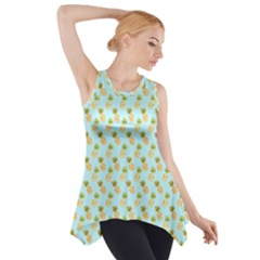 Tropical Watercolour Pineapple Pattern Side Drop Tank Tunic