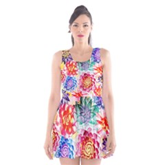 Colorful Succulents Scoop Neck Skater Dress