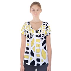 Yellow Decor Short Sleeve Front Detail Top