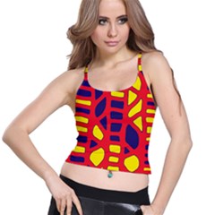 Red, Yellow And Blue Decor Spaghetti Strap Bra Top by Valentinaart