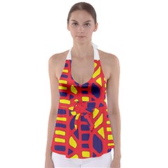 Red, Yellow And Blue Decor Babydoll Tankini Top by Valentinaart