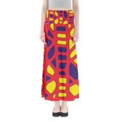 Red, Yellow And Blue Decor Maxi Skirts