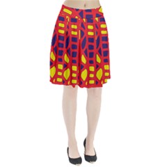 Red, Yellow And Blue Decor Pleated Skirt