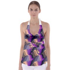 Wavy Pattern   Babydoll Tankini Top