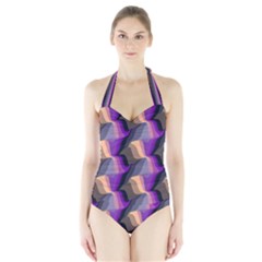 Wavy Pattern                                                                                           Women s Halter One Piece Swimsuit