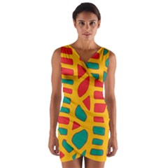 Abstract Decor Wrap Front Bodycon Dress