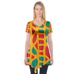 Abstract Decor Short Sleeve Tunic 