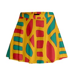 Abstract Decor Mini Flare Skirt