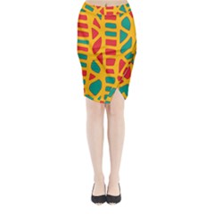 Abstract Decor Midi Wrap Pencil Skirt