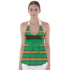 Orange Green Chains    Babydoll Tankini Top