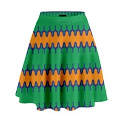 Orange Green Chains                                                                                              High Waist Skirt