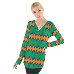 Orange Green Chains                                                                                             Women s Tie Up Tee