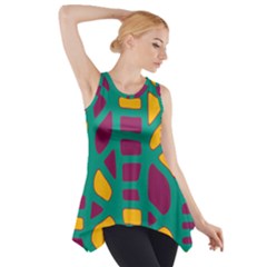 Green, Purple And Yellow Decor Side Drop Tank Tunic