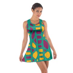 Green, Purple And Yellow Decor Cotton Racerback Dress