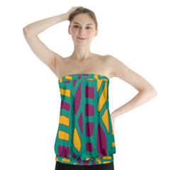 Green, Purple And Yellow Decor Strapless Top